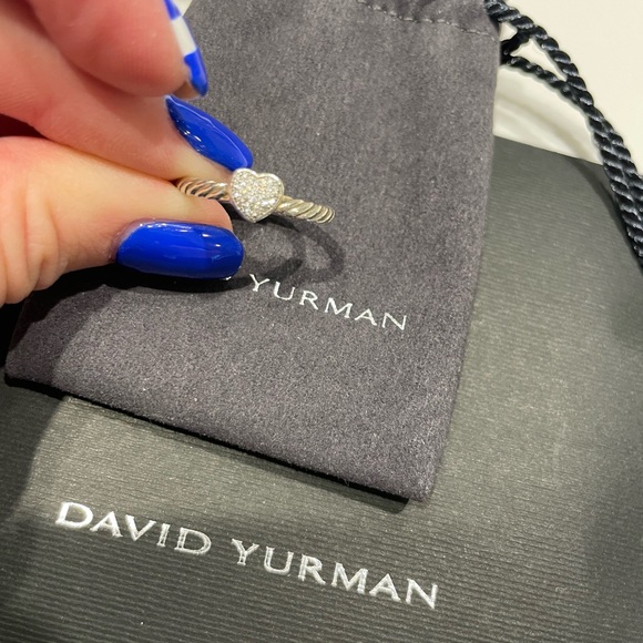 David Yurman Cable Heart Stack Ring in Sterling Silver with Pavé Diamonds - Picture 10 of 10